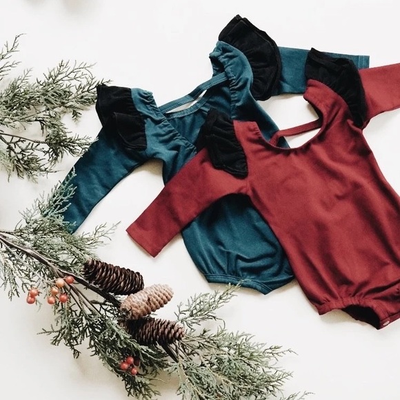 New Orcas Lucille Syrah long sleeve Leo bodysuit in Dark Teal Sz 12-18 months - Picture 1 of 8
